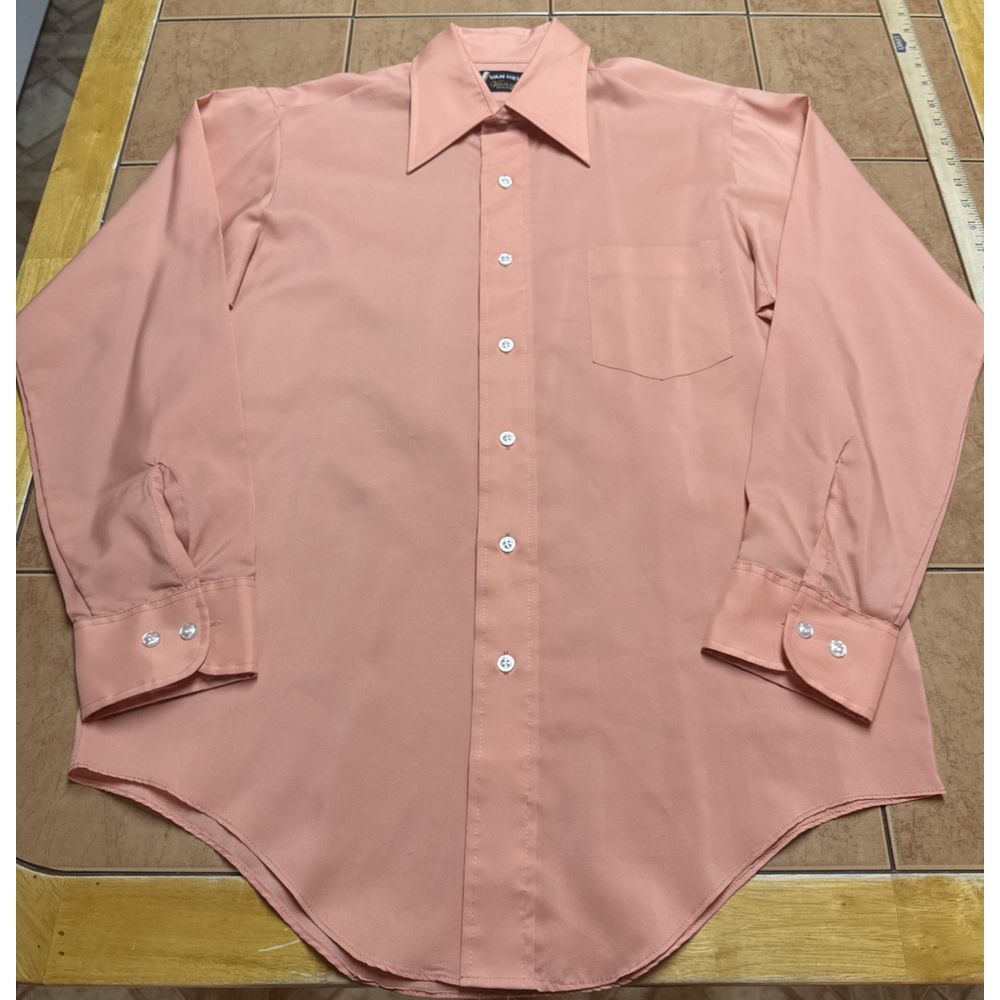 True‎ Vintage 70s VAN HEUSEN Van Lustre Disco Shirt Polyester Mens Sz 16 32-33